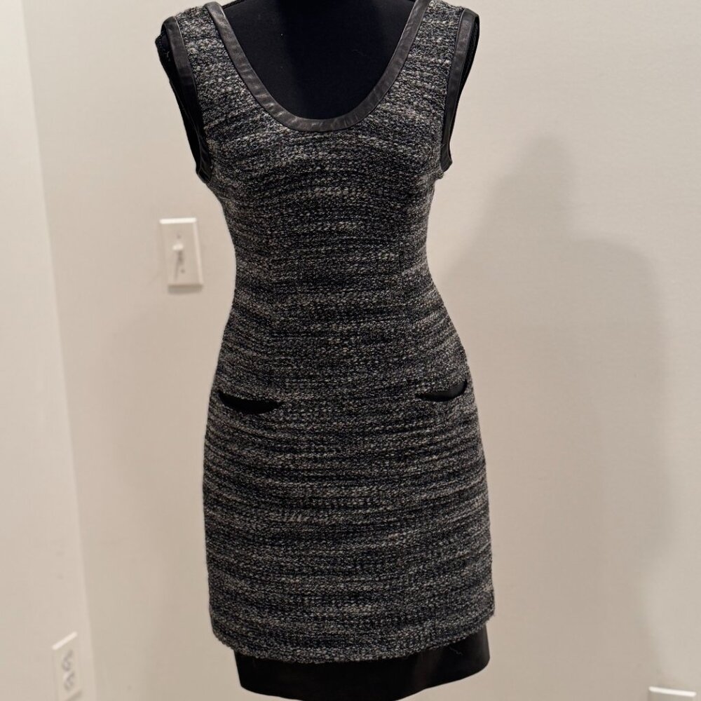 Tracy Reese Leather Trim Tweed Dress